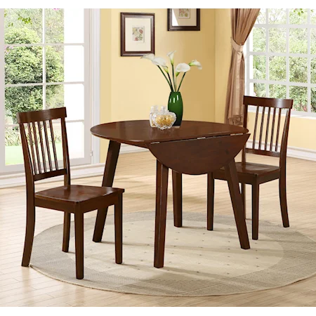 3 Piece Drop Leaf Dining Table and Spindle Back Chair Set